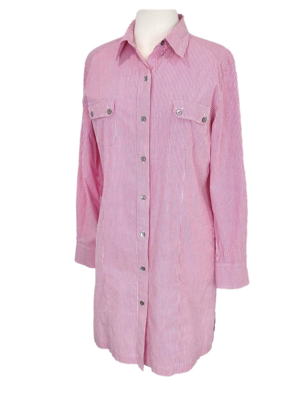 Chico's pink striped shirt dress